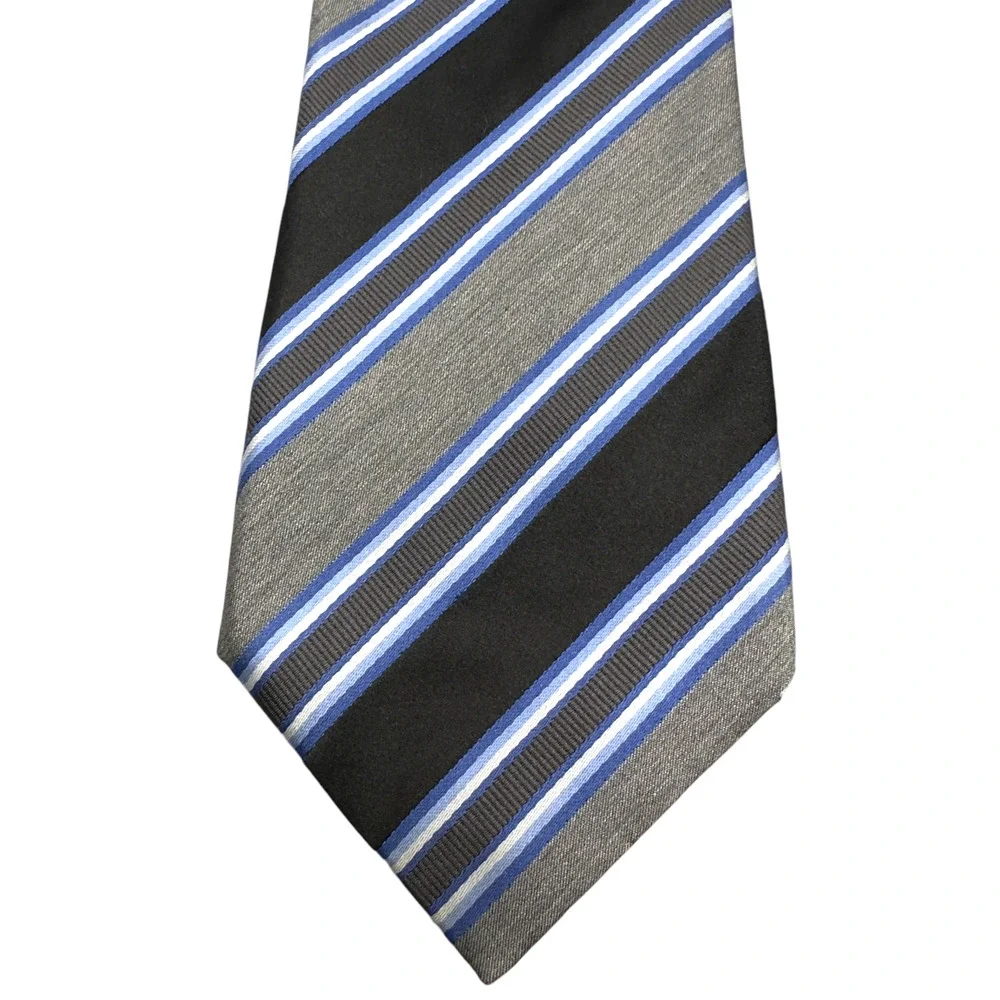 Ascot 100% Silk Dress Tie Made in Italy Bold Abstract‎ Stripe Pattern 60